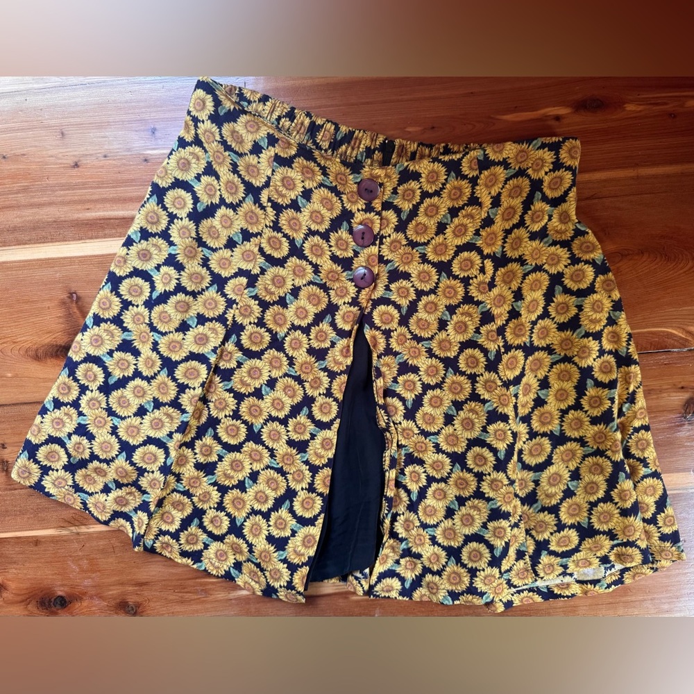Vintage 1990s Sunflower Print Skort